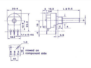 P20MSK010 Potentiometer 20/6 Lin Switch 10K