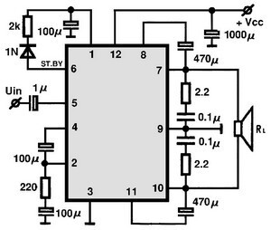 AN7164 30 W BTL audio power amplifier PIN-12