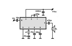 BA526 6V/430mW single-channel power amplifier SIP-9