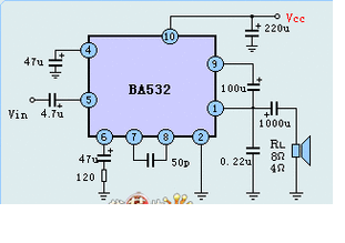 BA532 5.8W/12V.POWER AMP SIP-10