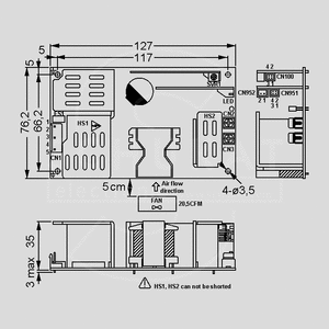 EPP-300-15 SPS Open Frame 300W 15V/20A Dimensions and Terminal Pin Assignment