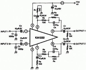 KA1222 Dual Low Noise Equalizer Amplifier SIP-8