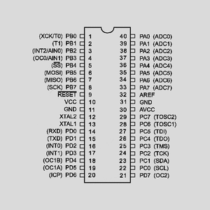 ATMEGA32A-PU MC 8bit 2,7V 32kB Flash 16MHz DIP40 ATMEGA16_PU, ATMEGA32_PU, ATMEGA8535_PU