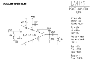LA4145 0,9W AF POWER AMP SIP-9
