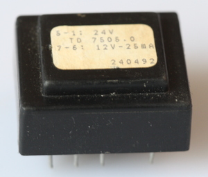 TD7505.0 Transformer 0,3VA 24V 12V 25mA