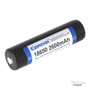 CR18650 LI-ION Accu Keeppower 3.7V 2600MAh/ M. sikringskredsløb - 2600mAh genopladeligt li-ion batteri 3,7 volt