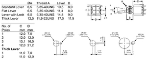 APEM-6211(5644) Toggle Switch 1-pol ON-ON-ON (NB: 6ben)