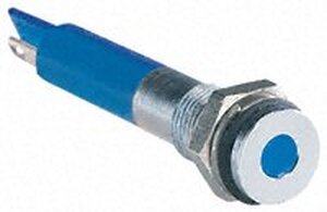 Q8F1CXXB12E 8mm flush satin chrome LED, blå 12Vdc