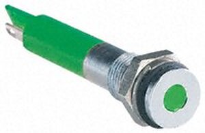 Q8F1CXXG24E 8mm flush satin chrome LED, green 24Vdc