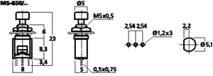 MS-650/SW Mini trykknap sort Drawing 1024