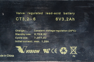 CT3,2-6 Blybatteri, acid, 6V, 3.2Ah
