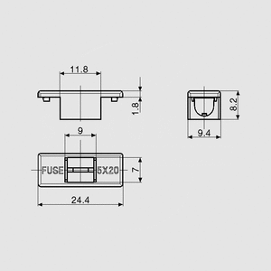 PTF/78 Fuse Holder Insulated 5x20 P22,6 UDEN cover! PTF78