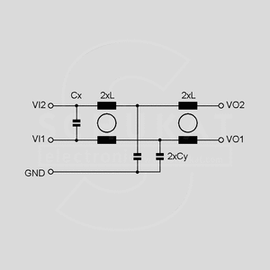 FN409-6.5-02 PCB Filter FN 409 6,5A FN409-_<br>Circuit Diagram