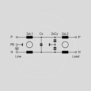 FN410-3-02 PCB Filter FN 410 3A FN410-_<br>Circuit Diagram