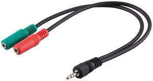 W50467 3,5 mm jack adapter kabel 3,5 mm stik (4-polet, Stereo)> 2x 3,5 mm stik (3-polet, stereo)
