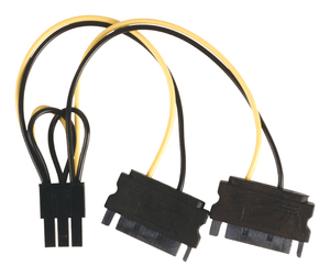 N-VLCP74205V015 Splitterkabel, PCI Express hun > 2x SATA 15-pin han, 0.15m