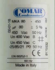 MKA 450-80 PLA-C8 FD Motorkondensator 80 uF 450 VAC