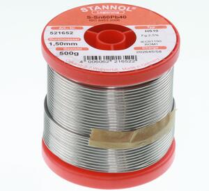 HS10, 521652 Loddetin Sn60/Pb40 500 g, HS10, 1,5mm Loddetin Sn60/Pb40 500 g