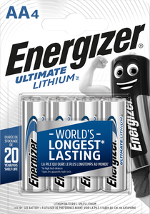 EL91/B4 AA Lithium Batteri, Energizer EL91, 4 stk. 4 stk. AA Lithium Batterier Energizer EL91
