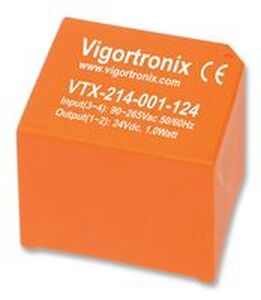 VTX-214-001-103 VIGORTRONIX AC/DC PCB Mount Power Supply, Class II, In 90 V- 265 V, 1 W,  Out3.3 V