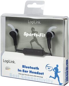 HD-BT0040 LogiLink Bluetooth In-Ear Headset, Sort Sport in-ear øretelefoner med indbygget mikrofon