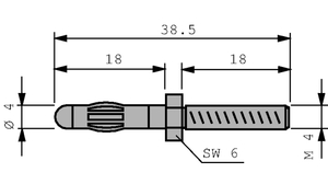 SA400 Bananstik Chassis 18x4mm gevind / Forgyldt