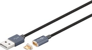 W72750 Magnetisk Micro USB-kabel opladning og synkronisering kabel med magnetisk stik til Android-enheder (sort)