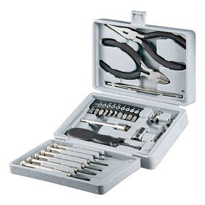 W77093 Værktøjssæt, 25 dele, universal værktøjskasse værktøj sæt med 25 dele i smart sammenfoldelig kasse skruetrækkere bitsæt topnøgle multitang