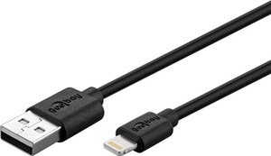 W63523 iPhone / iPad / iPod Lightning USB kabel Sort - 1 meter