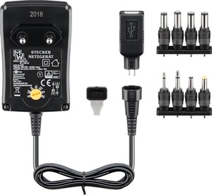 W53997 Universal Strømforsyning, 18W. 3-12V med USB, 1500mA