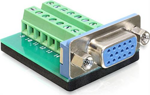 65170 Adapter Terminalblock, VGA Sub-D 15 Pin Hun HD15 hunstik med 16-pin