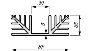 SK08/75/SA Heatsink 88x35x75mm 1.8K/W 1xTO3