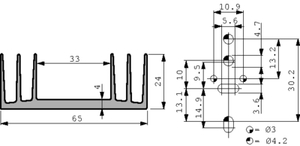 SK18/50/SA Heatsink 65x24x50mm. 3,3K/W for TO-3