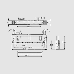 06-2103020 IDC HAN-stik for fladkabel 34pol - MED lås