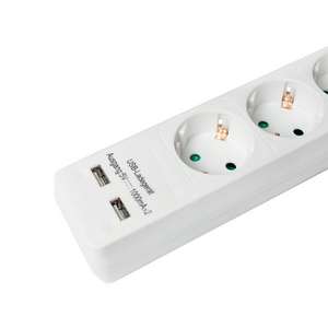 LPS213U LogiLink® Socket outlet 3-way with 2x USB, 1.4 m cable