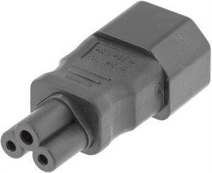 C14/C5-1011 Strømadapter, IEC 60320 C14 til IEC 60320 C5, 250V/2,5A, sort