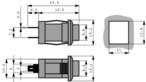 SED1GI-2H Tryktast 1-pol OFF/(ON) Sort