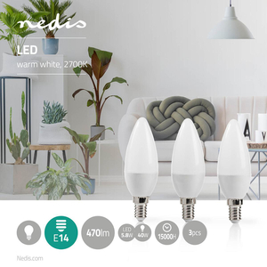 N-LEDBE14CAN3P2 LED-lampe, E14 | 5.8 W | 470 lm | 3-pak