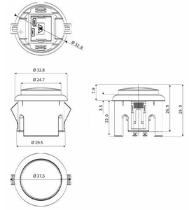 ARCADE-BUTTON-BLACK-MINI Arcade tryktast, SORT, mini