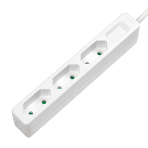 LPS229 Tredobbelt stikdåse, 3x CEE 7/16, smal, 1,5 m, hvid