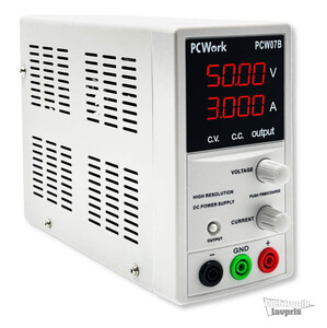 PCW07B Laboratoriestrømforsyning 0-50V DC, 0-3A - Laboratoriestrømforsyning enkelt udgang 0 til 50 volt, 0 til 3 ampere