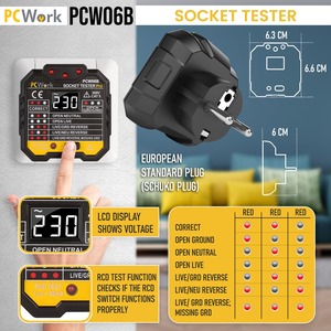 PCW06B PCWorK Stikkontakt HFI/HPFI Tester