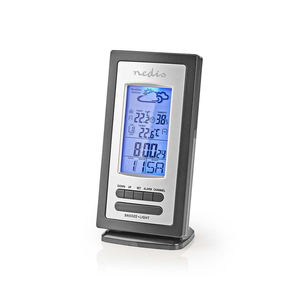 N-WEST201GY vejrstation | Indendørs & Udendørs | Inkluderet trådløs vejrsensor | Vejrudsigt | Tidsvisning | LCD Display | Alarmurfunktion
