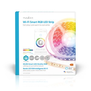 N-WIFILS50CRGBW SmartLife fuld farve LED Strip | Wi-Fi | Cool Hvid / RGB / Varm Hvid | 5000 mm | IP65 | 2700 - 6500 K | 405 lm | Android™ / IOS