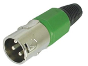 BN201515 .XLR han, 3-pol, grøn xlr stik uden kabel med grøn markering hanstik 3-polet