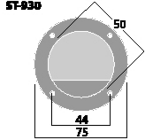 ST-930 Højttaler terminal 2pol Ø=75mm. Tegning
