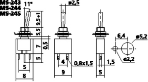 S785462 Toggle Switch 1-pol ON/ON Tegning