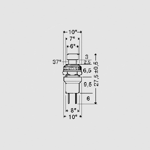 W10143 Tryktast 1-pol OFF/(ON) Slutte NO BLÅ Metal-hals M312_