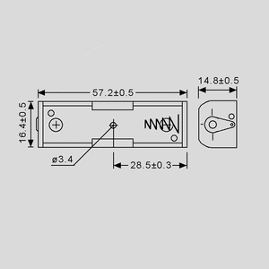 W11489 Batteriholder 1 X AA med loddeflige sort SN311