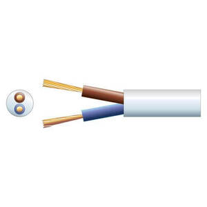 H03VV-F/2X075WS Netledning, Rund, 2x0,75mm², hvid ledning 230 volt hvid rundt til lysnet lamper højttalerkabel tv og elektronik